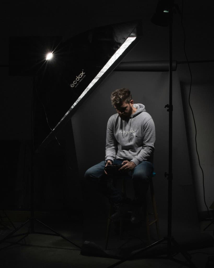 Dark studio portrait session